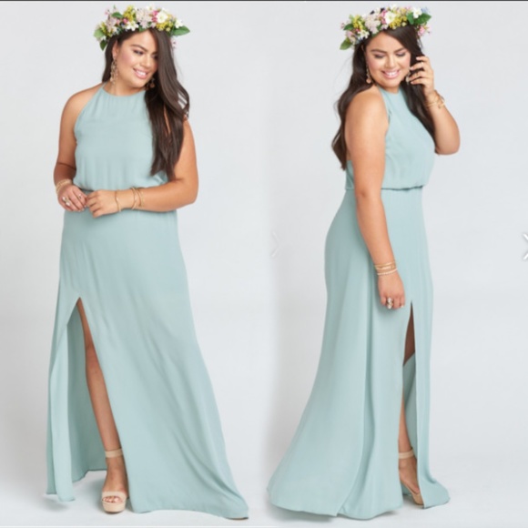 heather halter dress silver sage crisp